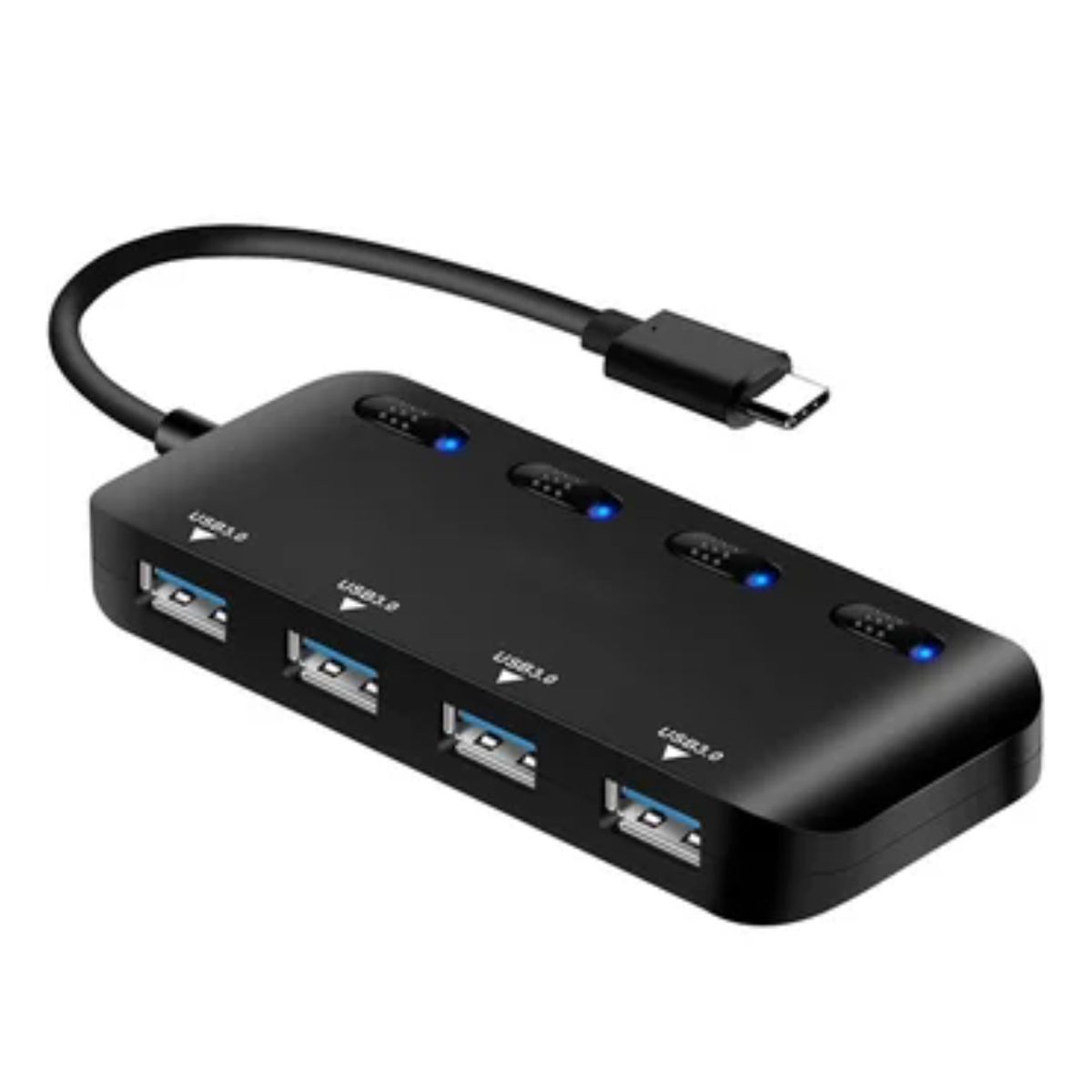 GENERICO - Hub 4 Puertos independientes Usb 3.0 Tipo C 5gbps Indicador led