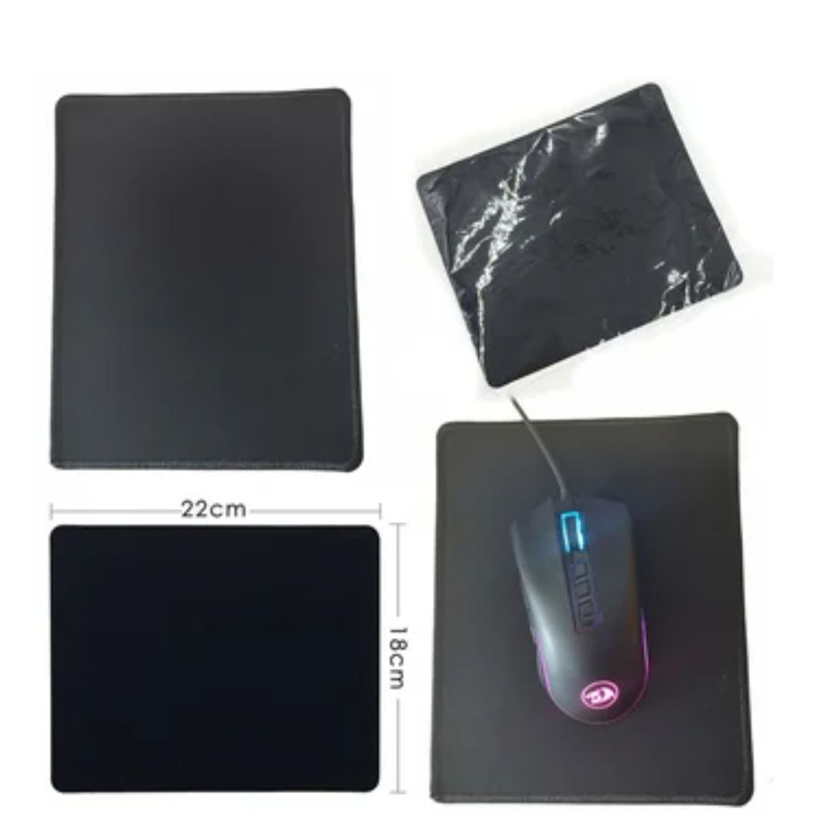 GENERICO - Mouse Pad Base Escritorio 22x18cm  Alta Calidad bordado Negro