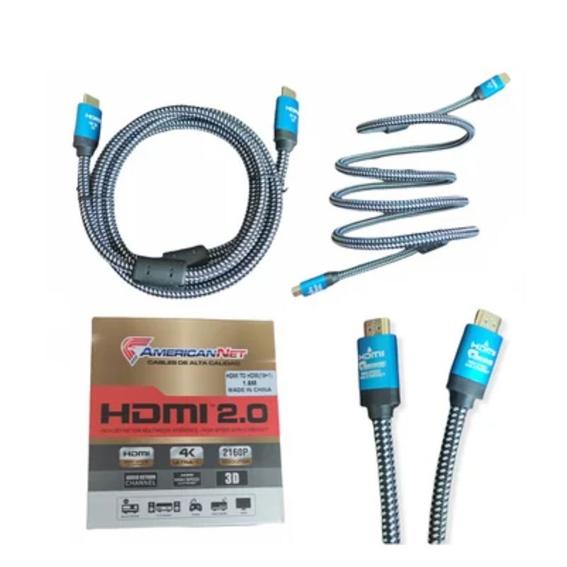GENERICO - Cable Hdmi 2.0 4k Ultra Hd American Net 3D 1.8 Metros 2160p enmallado