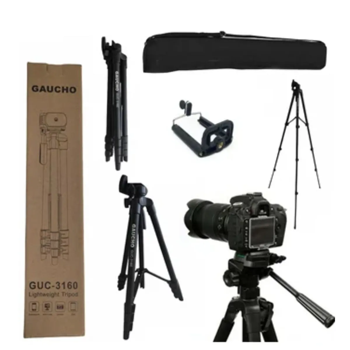 GENERICO - Tripode Camara Celular 3 Secciones 1.35m + Soporte + Funda 3160