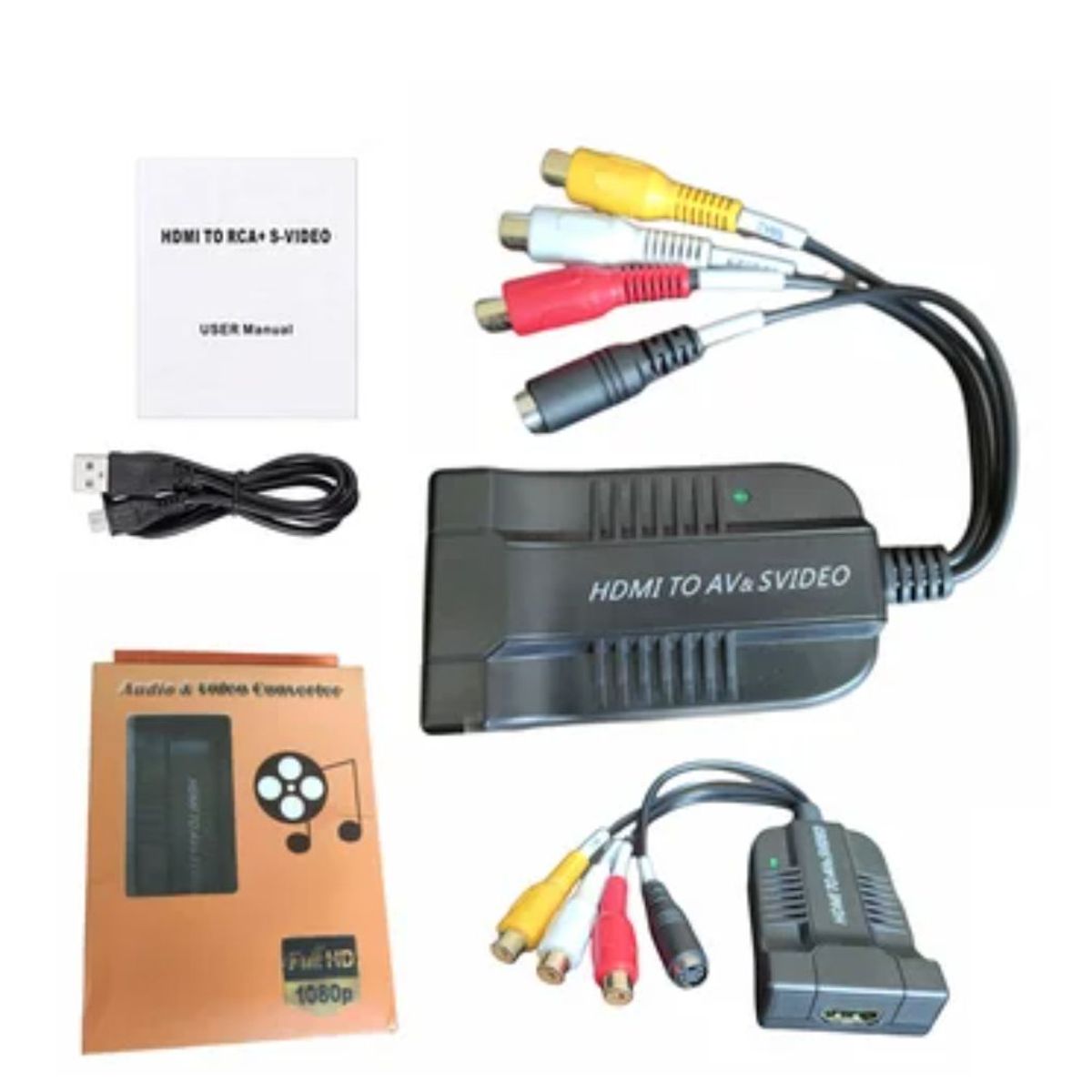 GENERICO - 1080p convertidor Hdmi a AV  Svideo Convertidor De Audio Adaptador