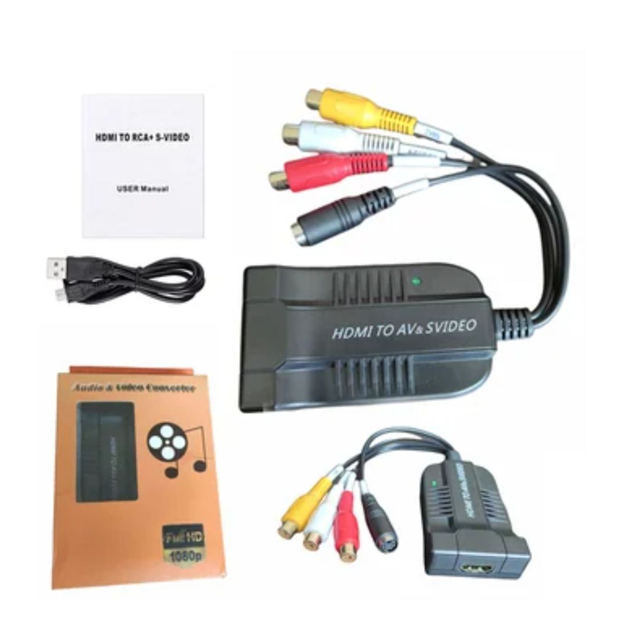 GENERICO - 1080p convertidor Hdmi a AV  Svideo Convertidor De Audio Adaptador