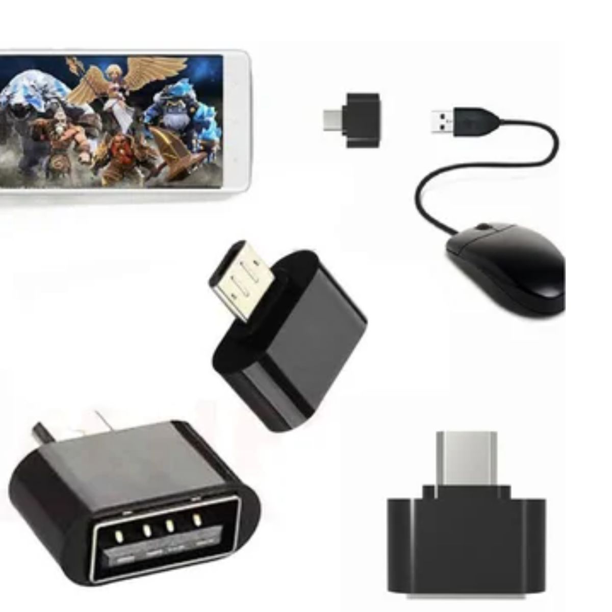 GENERICO - Convertidor Adaptador Otg Micro Usb Macho A Usb 2.0 Hembra - Negro