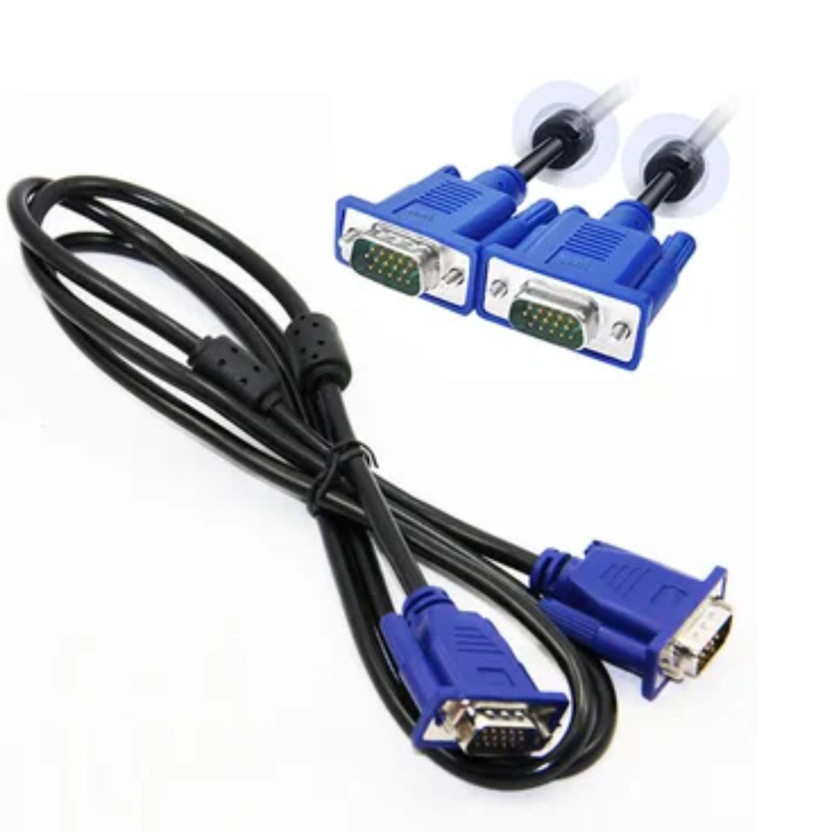 GENERICO - Cable Vga Macho a Vga macho 1.5 Metros 15 Pines doble filtro - Negro