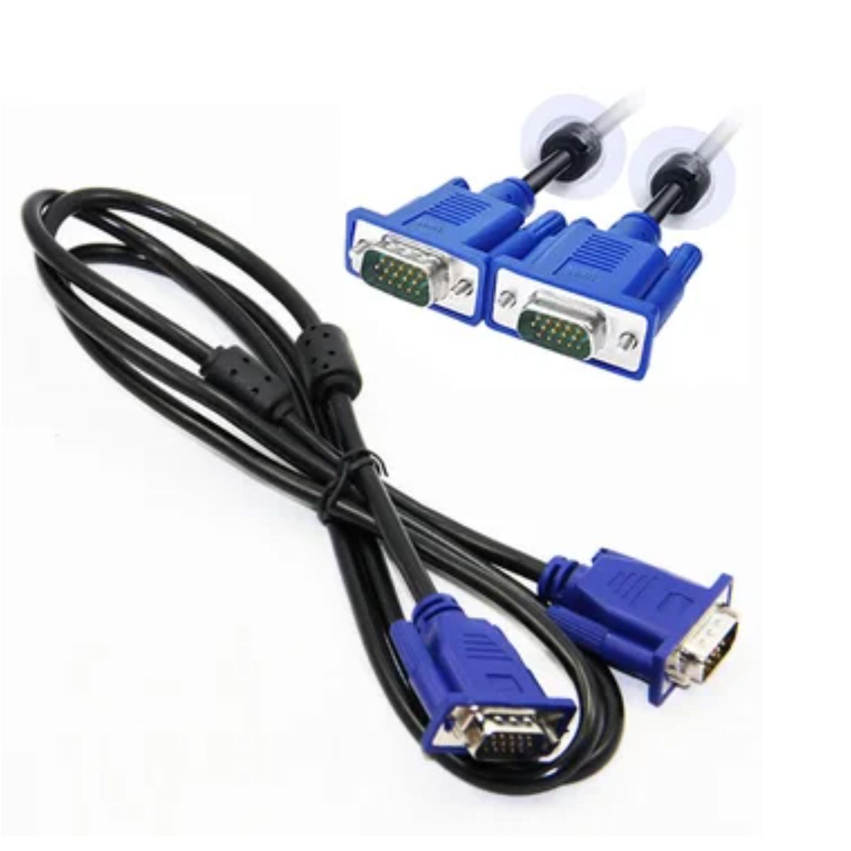 GENERICO - Cable Vga Macho a Vga macho 1.5 Metros 15 Pines doble filtro - Negro