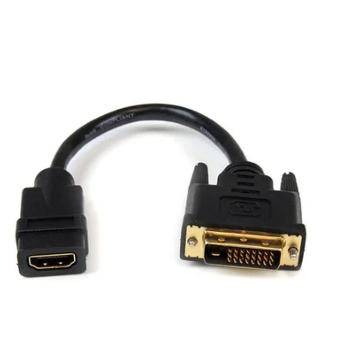 GENERICO - Convertidor HDMI hembra a DVI 24 + 1 Macho cable 20 cm