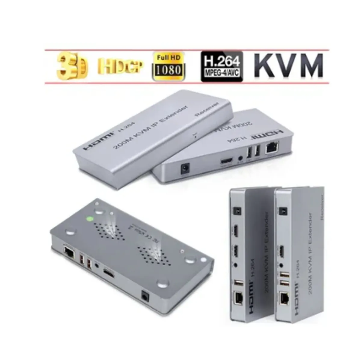 GENERICO - Hdmi extender 200m IP KVM 2 usb extiende hdmi cable rj45 plug and play