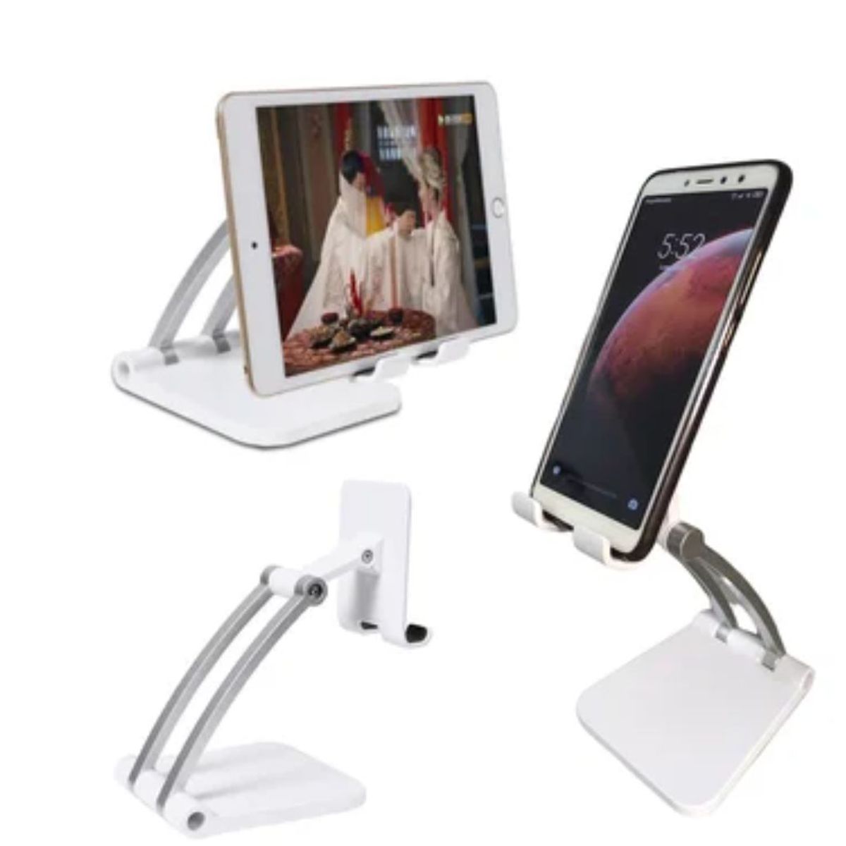 GENERICO - Porta Celular Soporte de Mesa holder celular tablet ajustable Blanco
