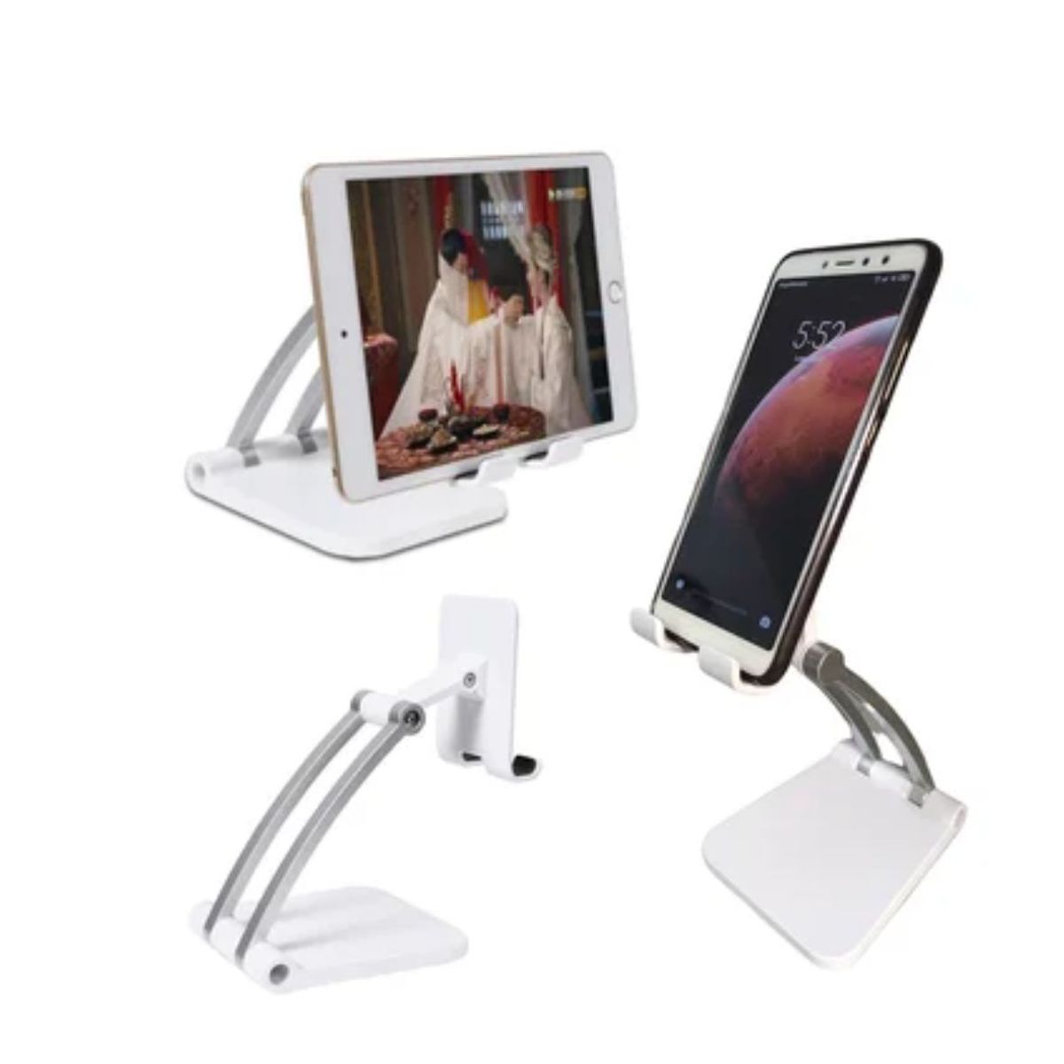 GENERICO - Porta Celular Soporte de Mesa holder celular tablet ajustable Blanco