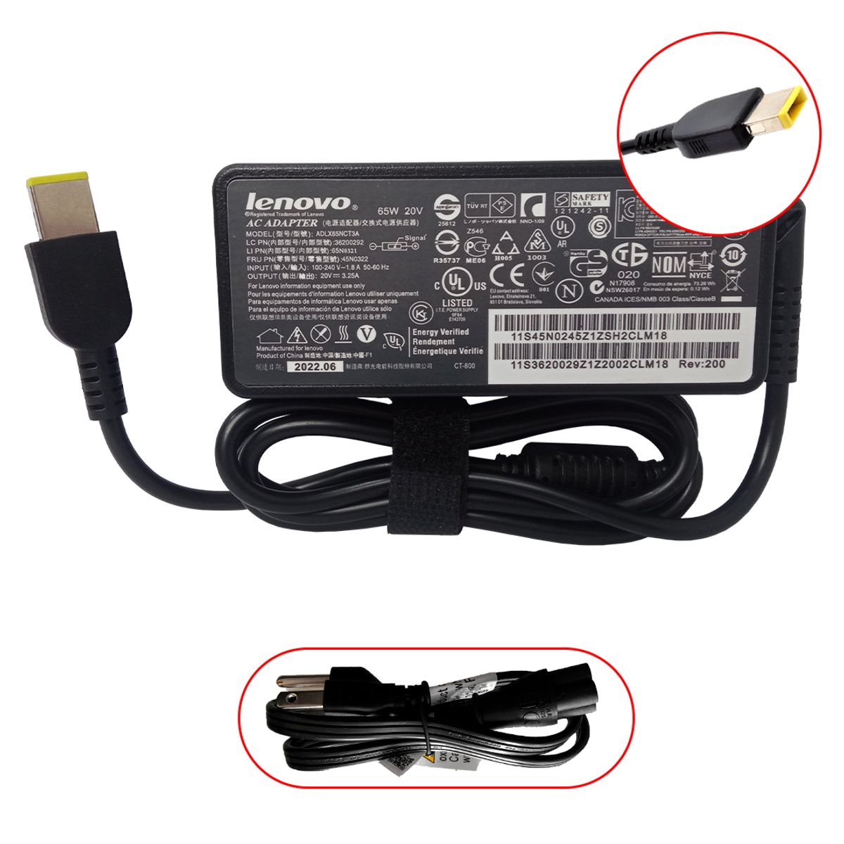 LENOVO - CARGADOR LENOVO PUNTA USB - 20V - 325A - 65W