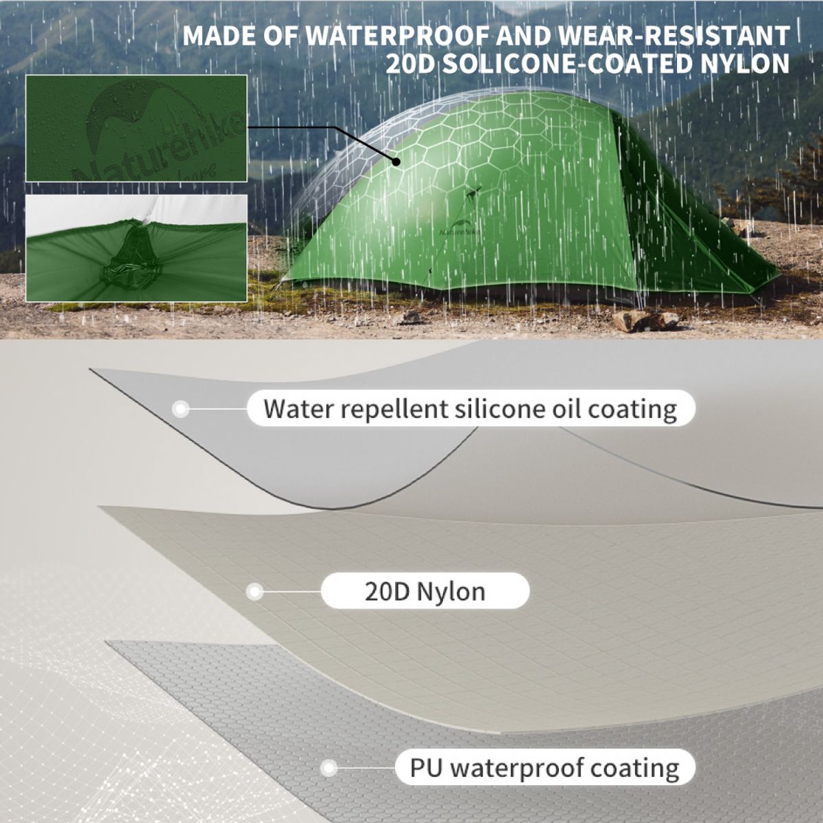 NATUREHIKE - Carpa Cloud Up Pro para 2 Personas - Naturehike