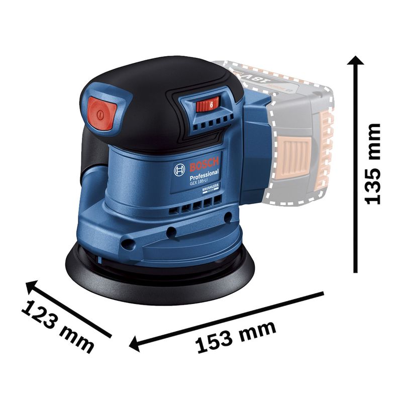 BOSCH - Lijadora Inalambrica Bosch GEX 185-LI Baretool