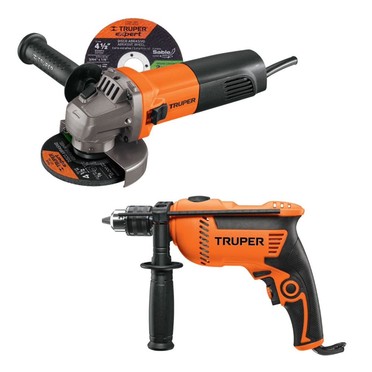TRUPER - Combo Taladro percutor 1/2" 600w + amoladora esmeril 4 1/2" 800w