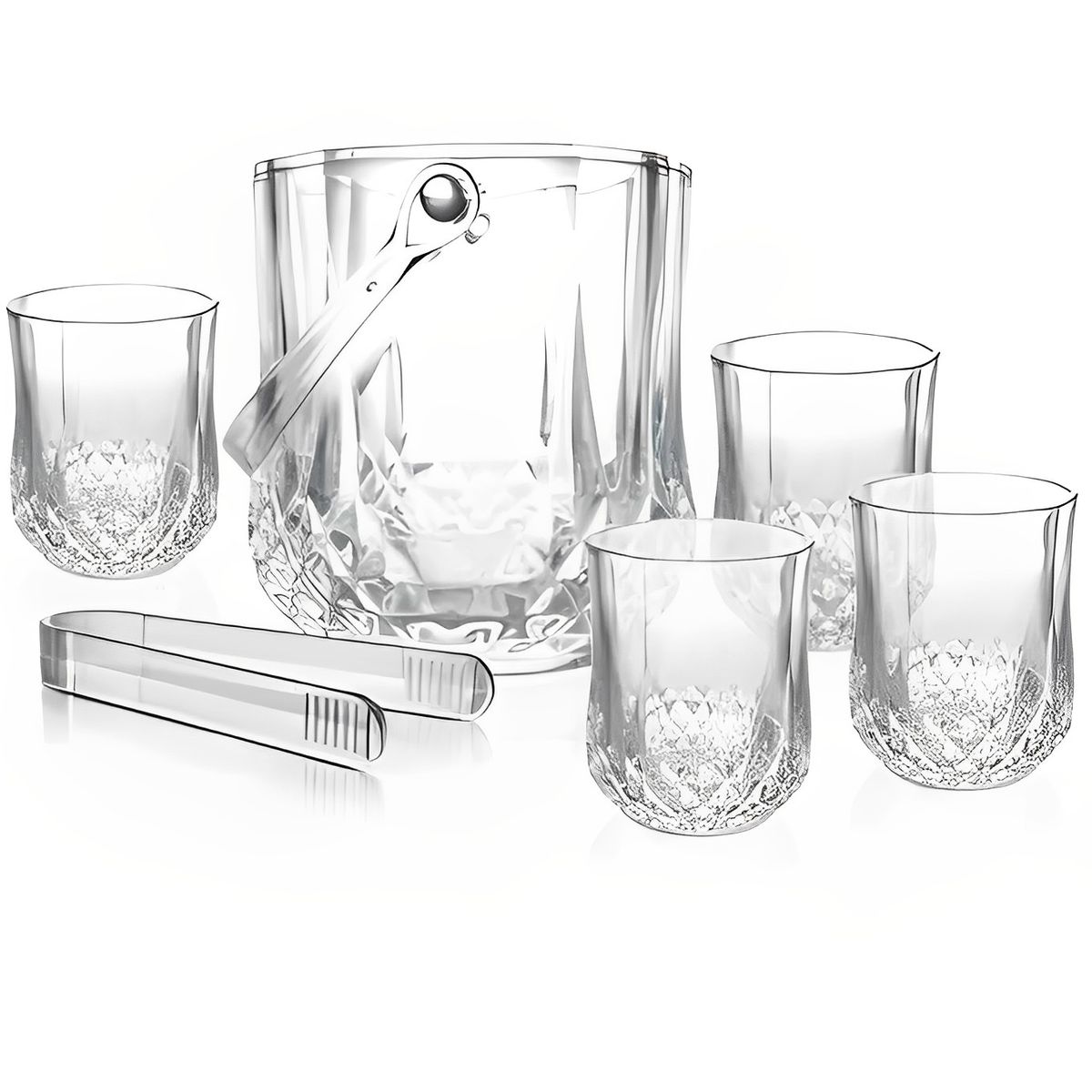 INSPIRA MARKET - Set Hielera de Vidrio mas 4 vasos Elegantes