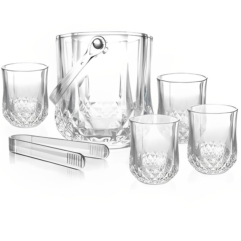 INSPIRA MARKET - Set Hielera de Vidrio mas 4 vasos Elegantes