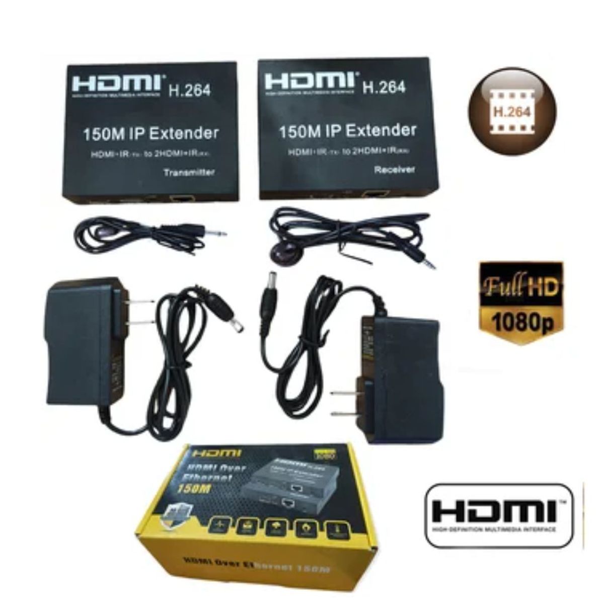 GENERICO - Extensión Extender Hdmi A Rj45 Utp Cat 5 6 Hasta 150 Metros TX RX 1080