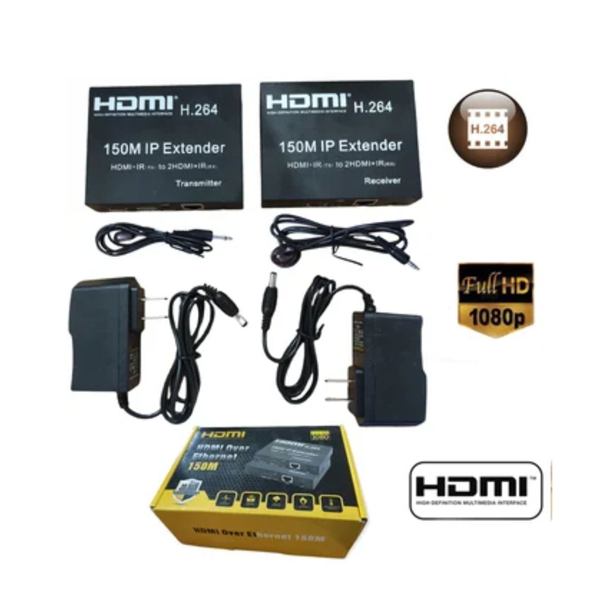 GENERICO - Extensión Extender Hdmi A Rj45 Utp Cat 5 6 Hasta 150 Metros TX RX 1080