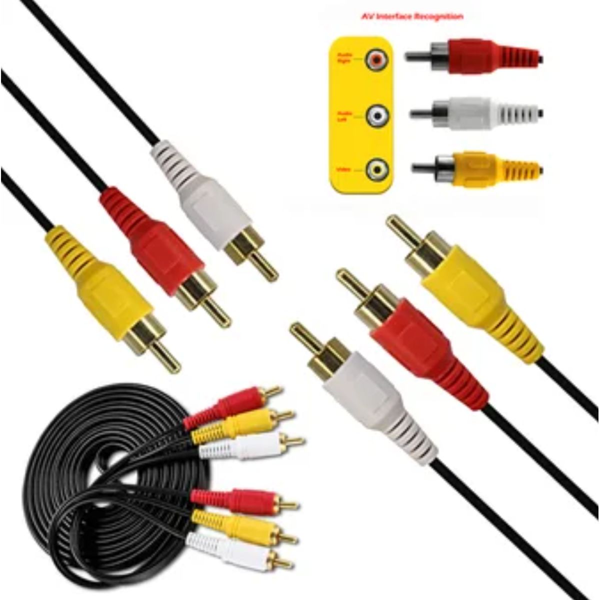 GENERICO - Cable RCA a RCA 3x3 5 Metros Macho cable audio y video
