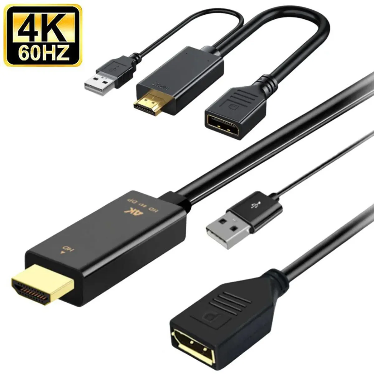 GENERICO - Adaptador Convertidor HDMI a Displayport 4k hdmi a dp negro