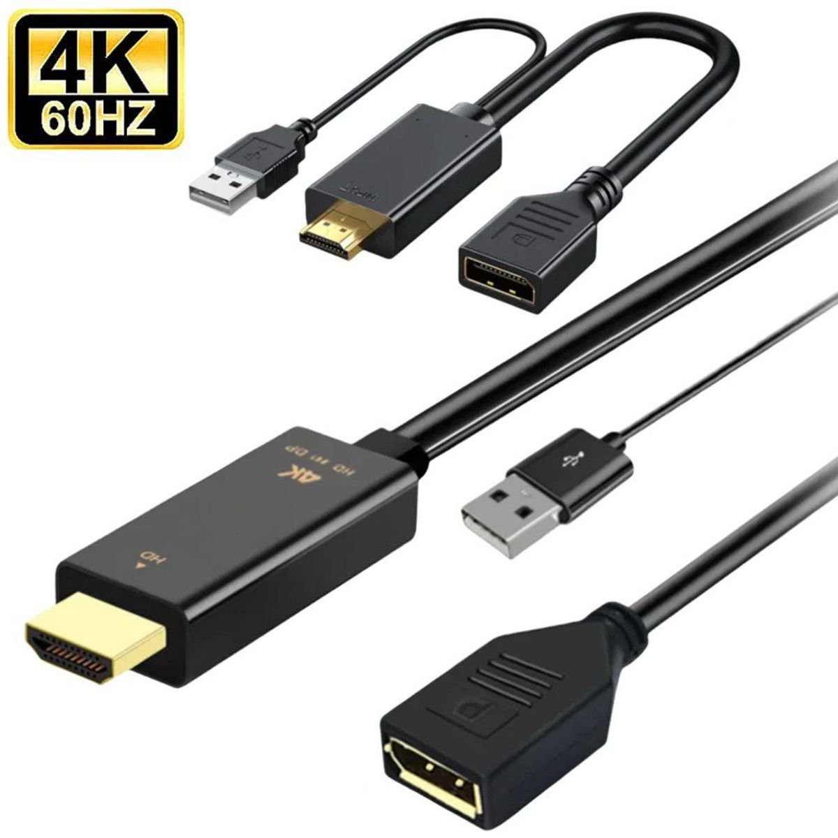 GENERICO - Adaptador Convertidor HDMI a Displayport 4k hdmi a dp negro