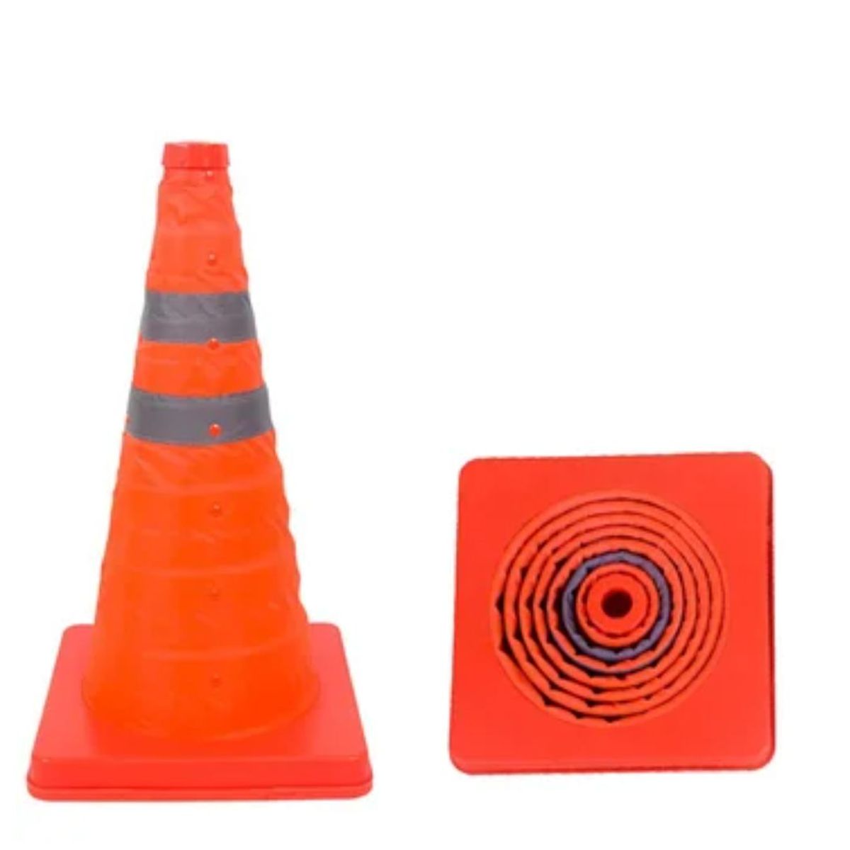GENERICO - Conos de Seguridad de 45cm Plegable  doble cinta reflectiva para Auto