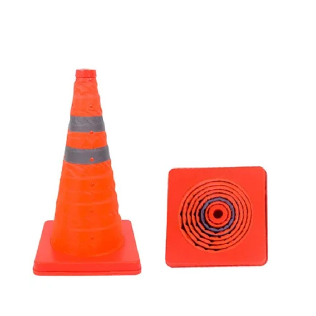 GENERICO - Conos de Seguridad de 45cm Plegable  doble cinta reflectiva para Auto