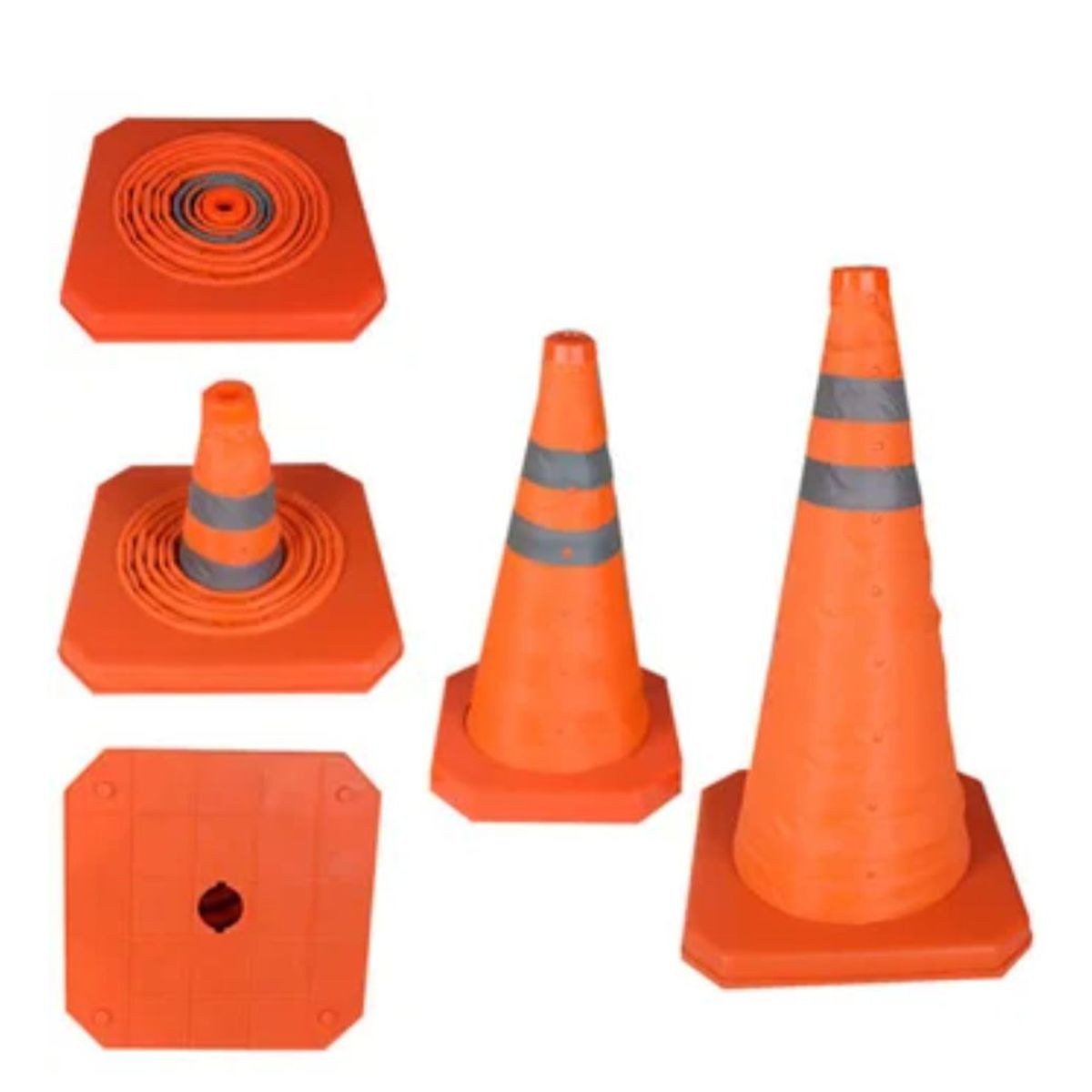 GENERICO - Conos de Seguridad de 45cm Plegable  doble cinta reflectiva para Auto