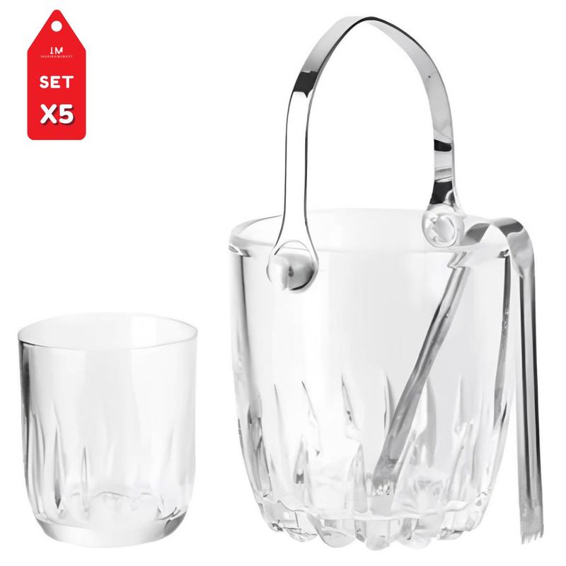 INSPIRA - Set Hielera de Vidrio mas 4 Vasos Elegantes