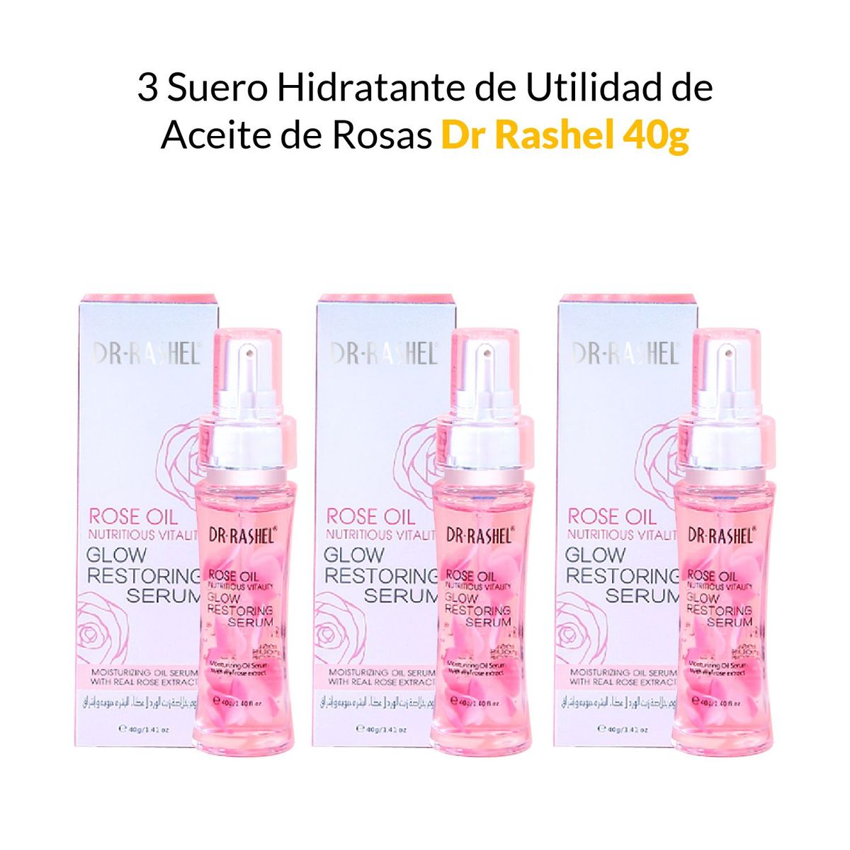 GENERICO - 3 Suero Hidratante de Utilidad de Aceite de Rosa Dr Rashel 40g.