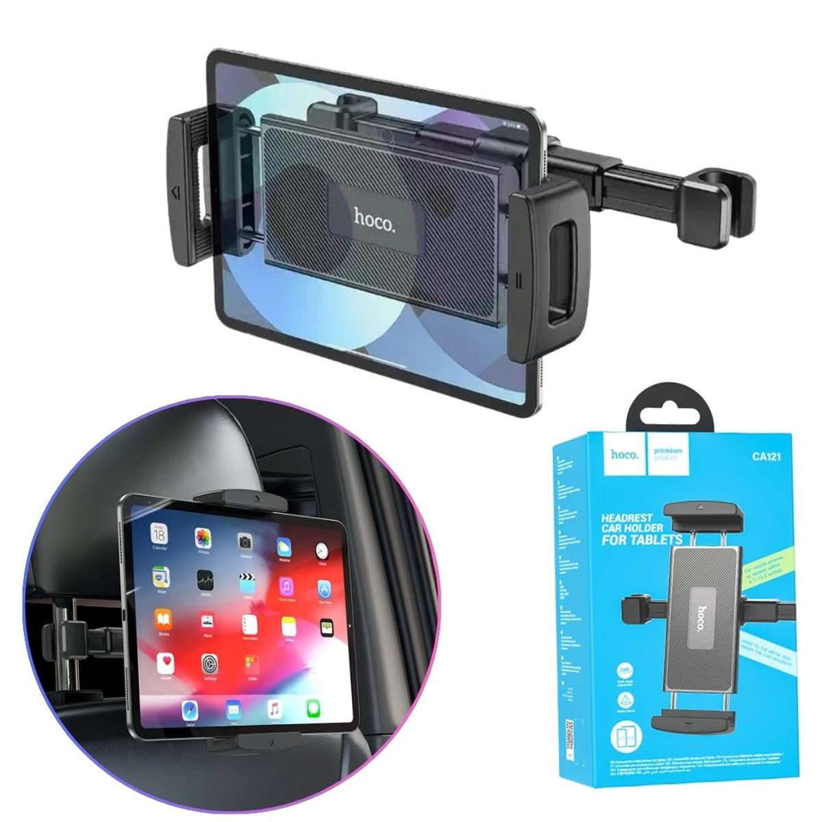 HOCO - Holder Auto para Tablet Ipad Celular para Cabezal Asiento de Auto Soporta 12,9 Pulgadas  HOCO CA121
