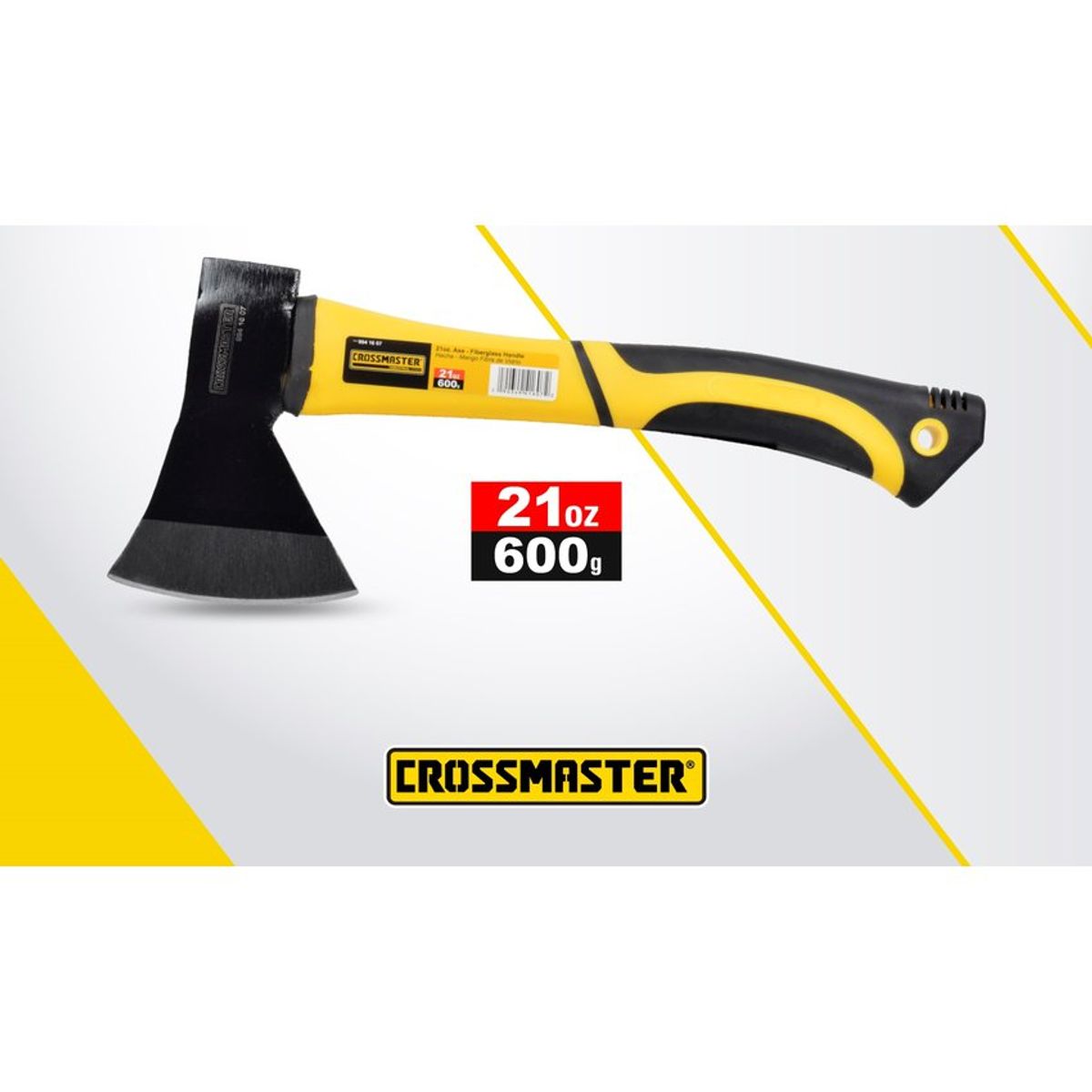 GENERICO - Hacha 600 gr Mango Fibra de Vidrio Crossmaster 9941607 - Amarillo