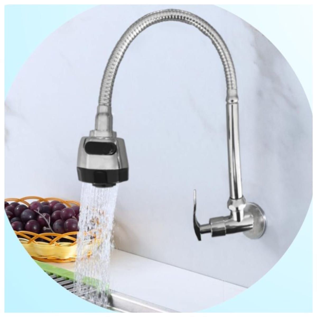 C AND A TOOLS - Llave Lavadero Flexible Pared Ac. Inox. Modelo Z C&A  -  Cromado