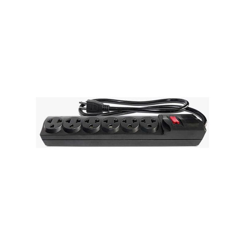 GENERICO - Supresor de Pico de 6 Tomas - 1mt Home Light - Negro