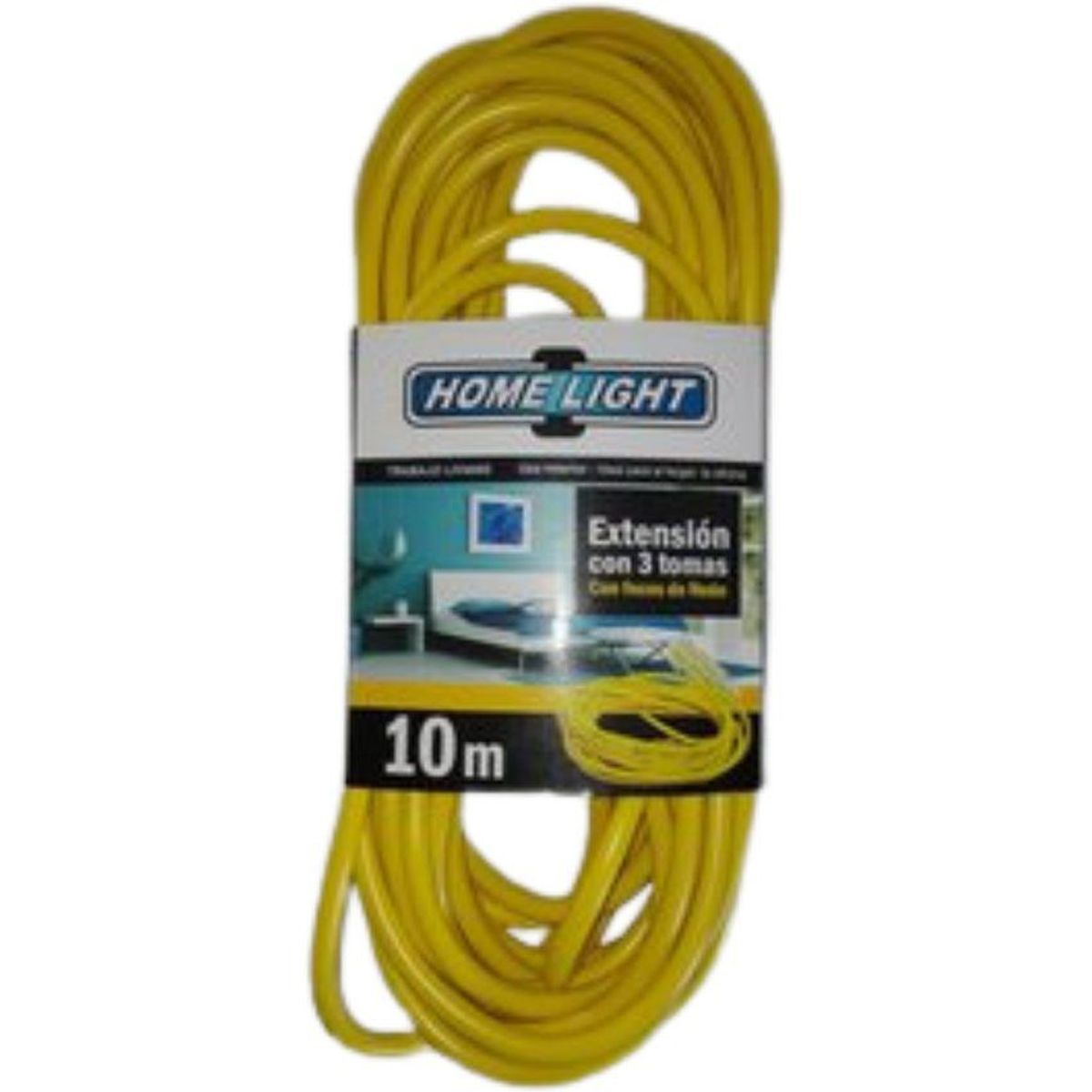 HOME LIGHT - Extensión Amarilla de 10mts x 3 Tomas Home Light - Amarillo