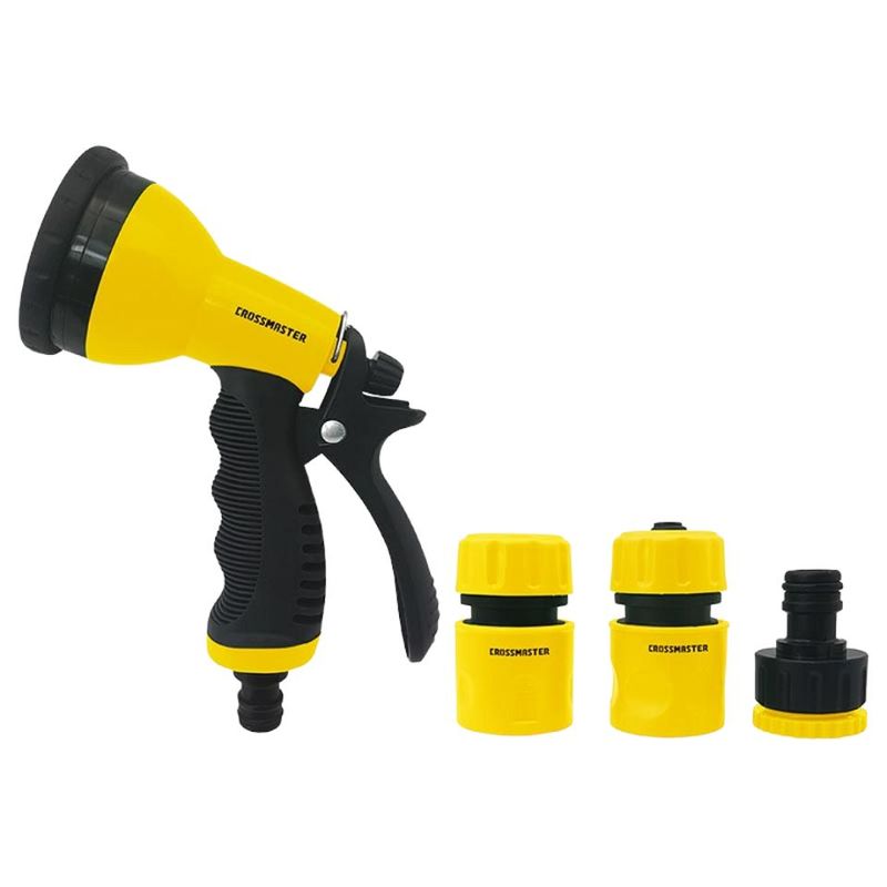 GENERICO - Pistola de Riego Plástica 9 Func. + Conectores 9937916.5 Crossmaster