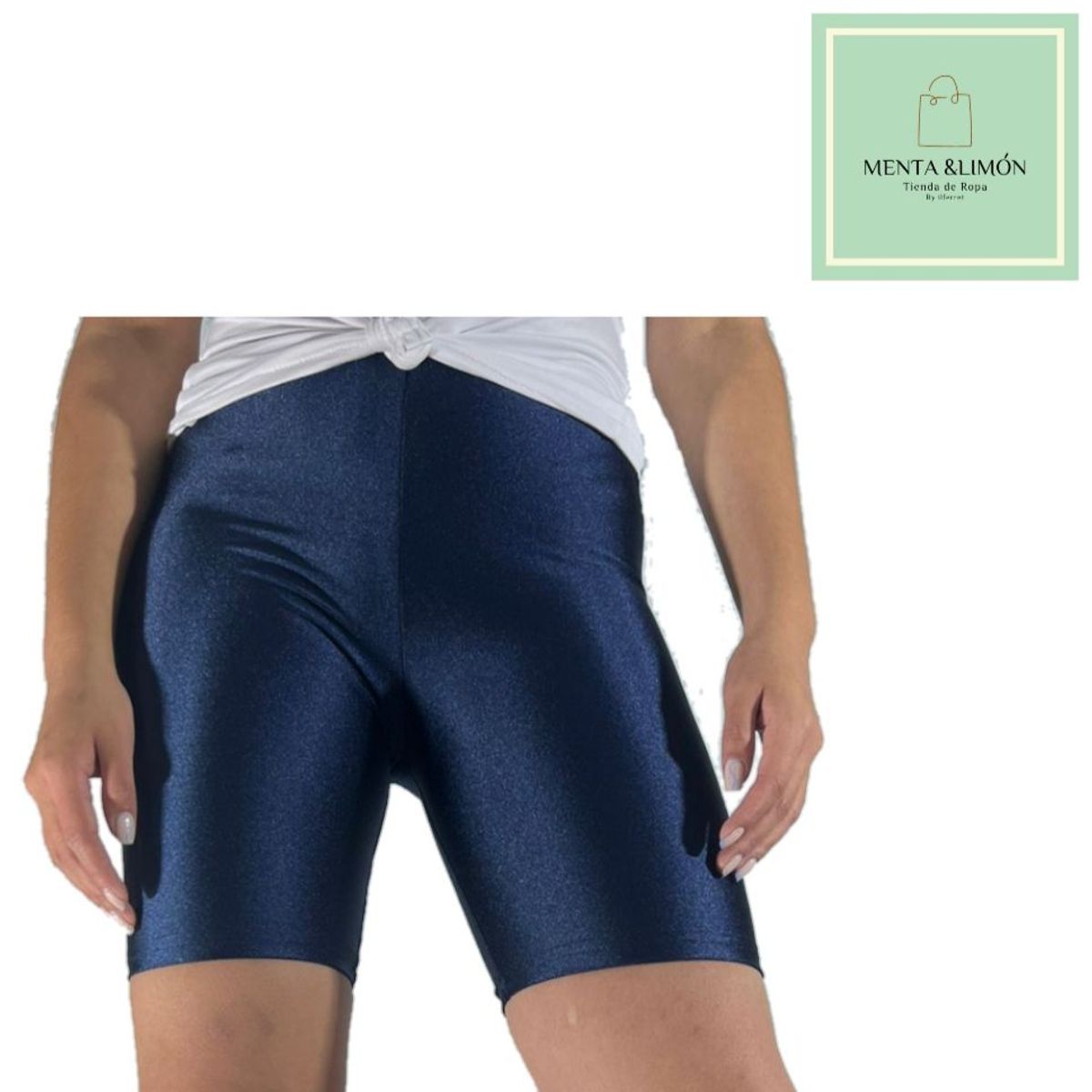 GENERICO - Biker azul marino ropa deportiva calzon mujer gym short leggings licra