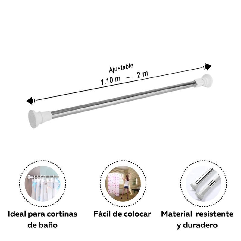 GENERICO - Varilla Extensible Multifunción para Closet y Cortina de Baño