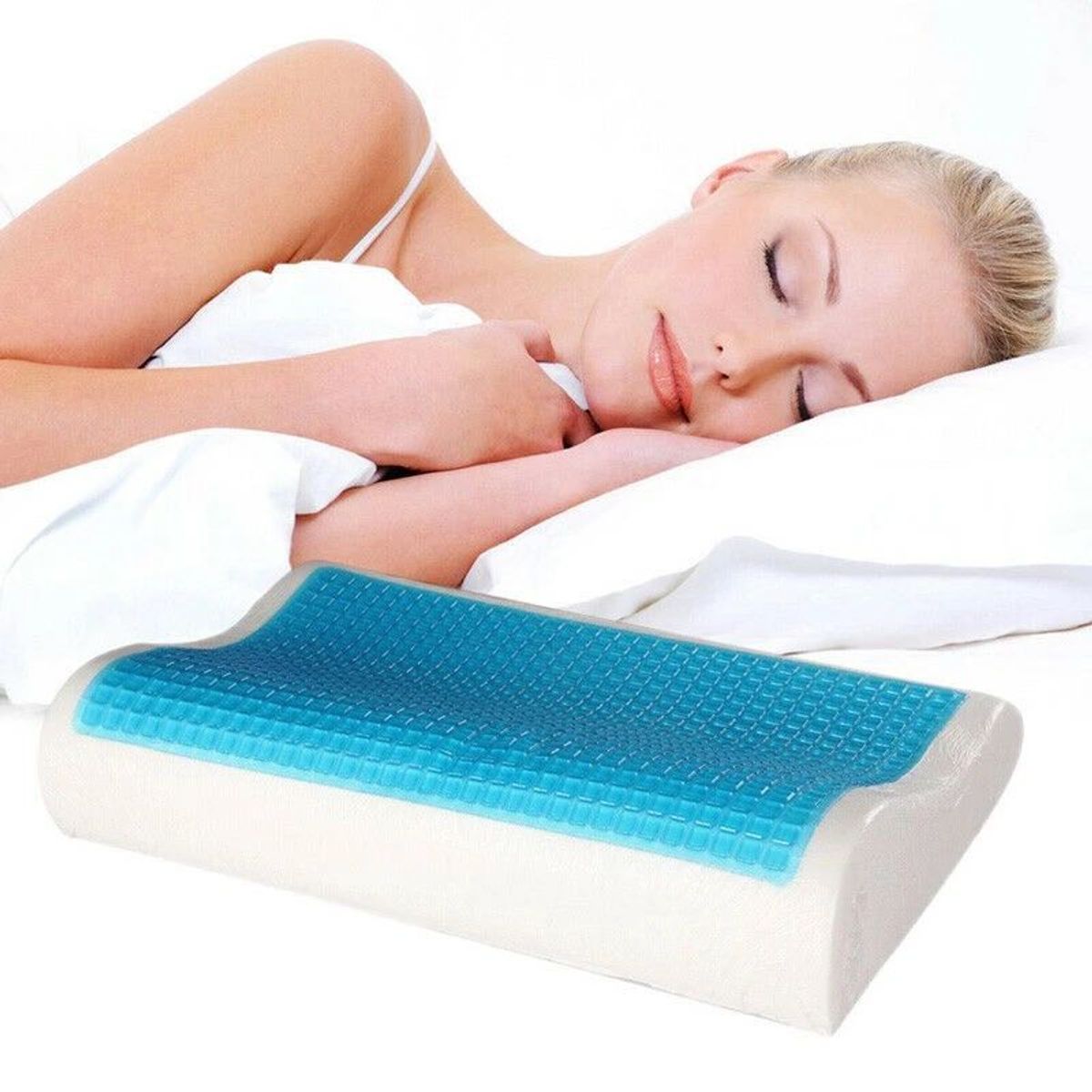 OEM - Par de Almohadas de espuma viscoelástica de Gel con funda