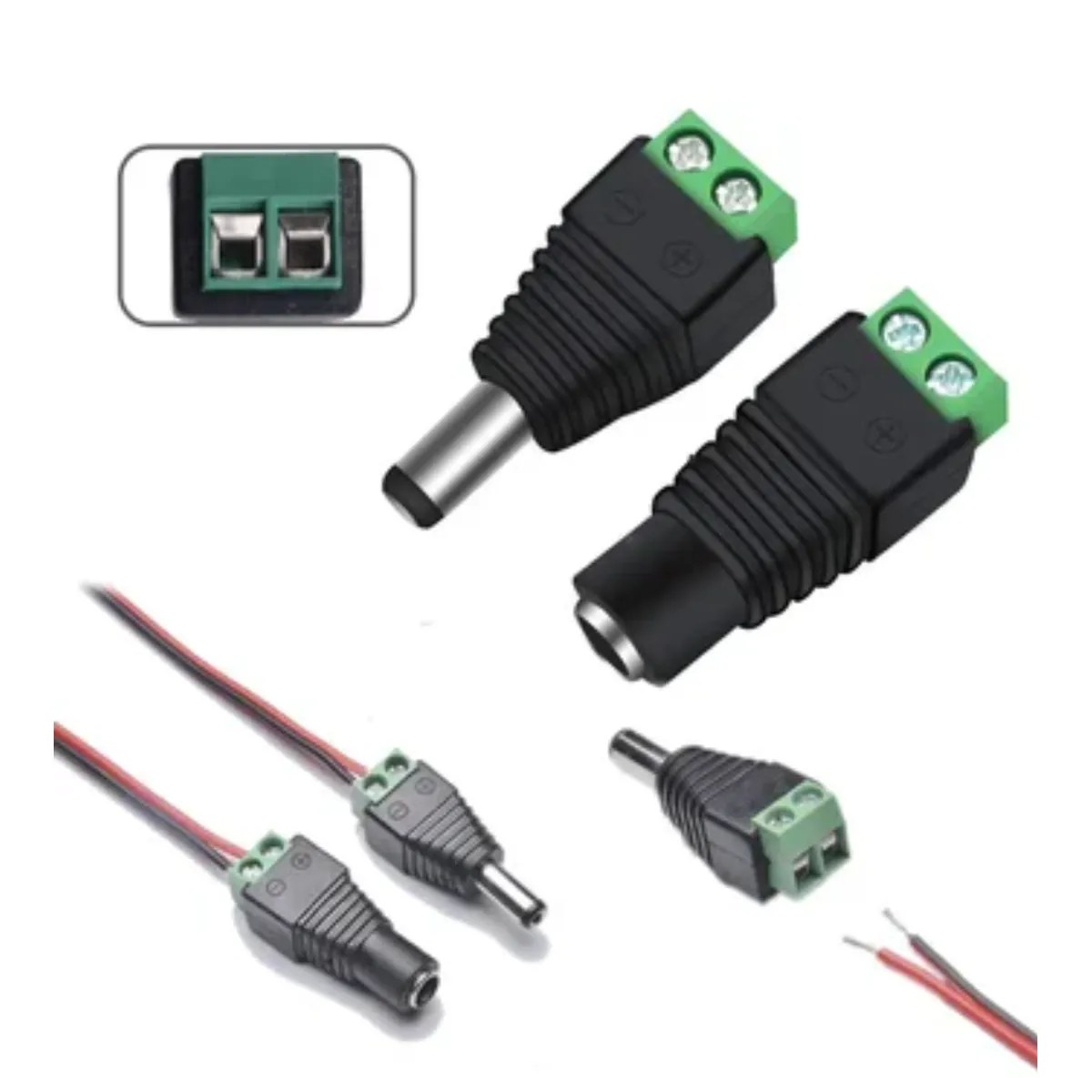 GENERICO - 10 pares conector hembra macho DC para cable de camara CCTV tiras led
