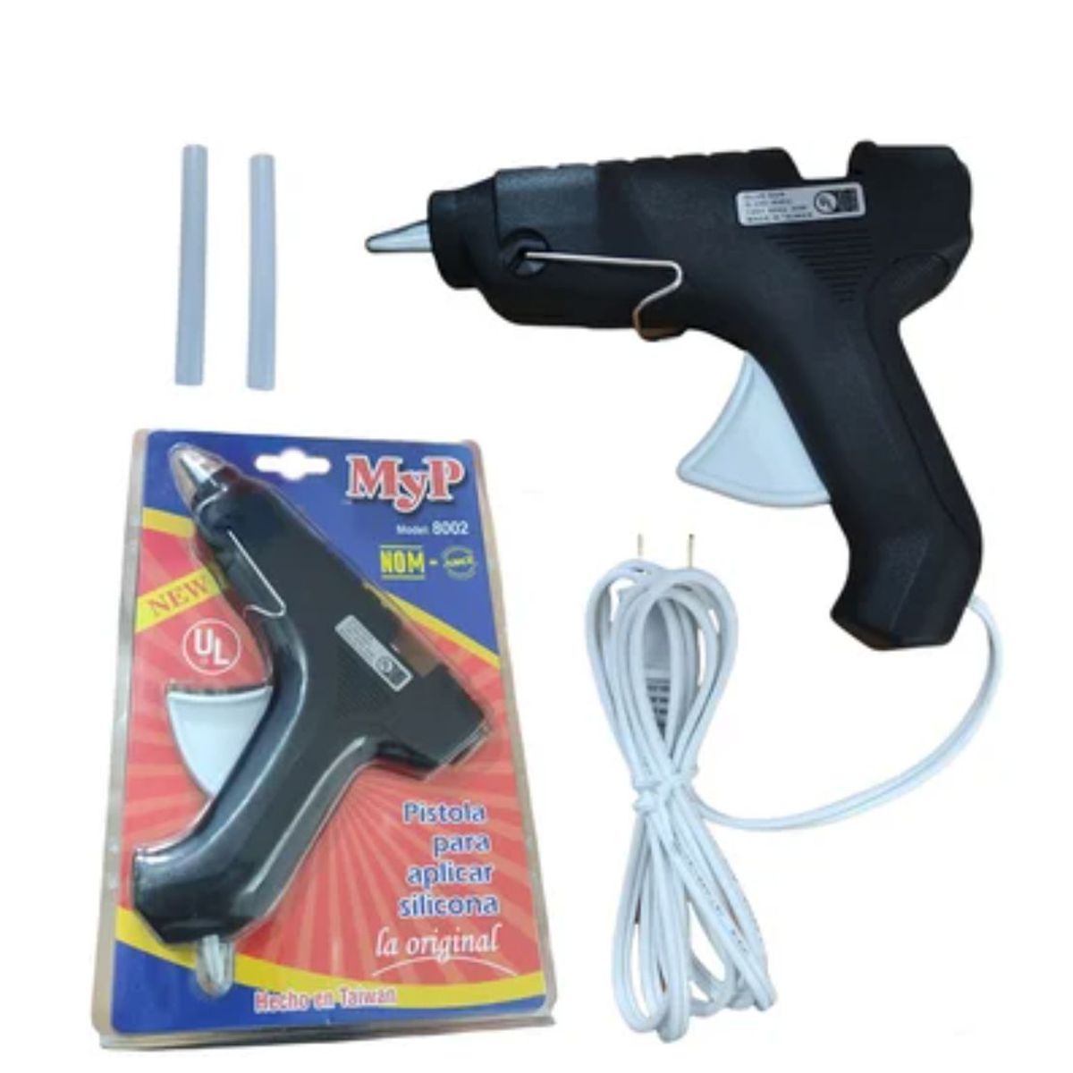 GENERICO - Pistola para aplicar silicona MyP 8002 40w 60hz + 2 barras 10cm Negro