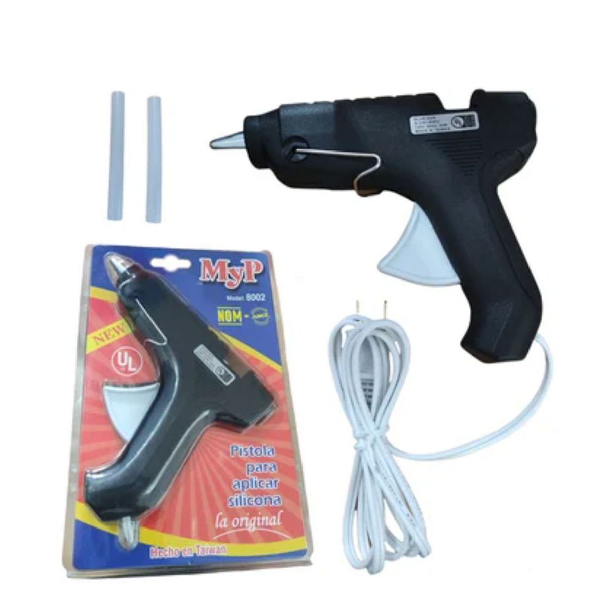 GENERICO - Pistola para aplicar silicona MyP 8002 40w 60hz + 2 barras 10cm Negro