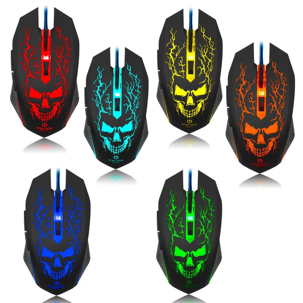 ENKORE - Mouse Gamer Led Antielectromagnetismo Ergonómico Hasta 3600Dpi Brain