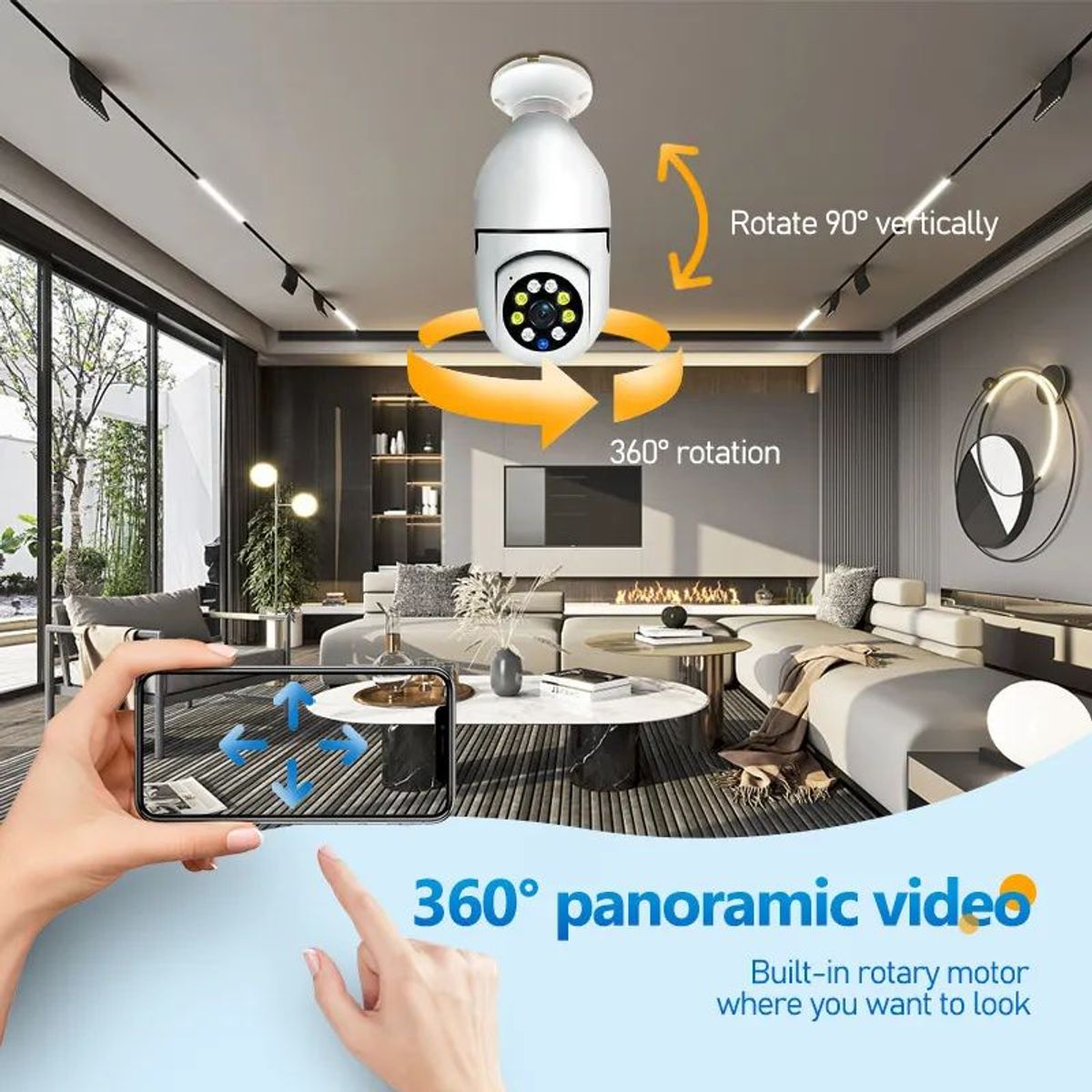 GENERICO - Foco Cámara Espía Smart 360° de Seguridad Wifi con Visión Nocturna y Altavoz