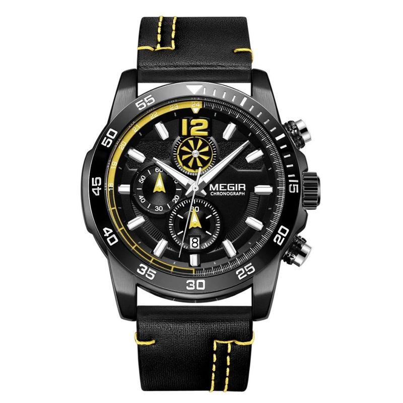 MEGIR - RELOJ HOMBRE MEGIR NEGRO AMARILLO MEG-35
