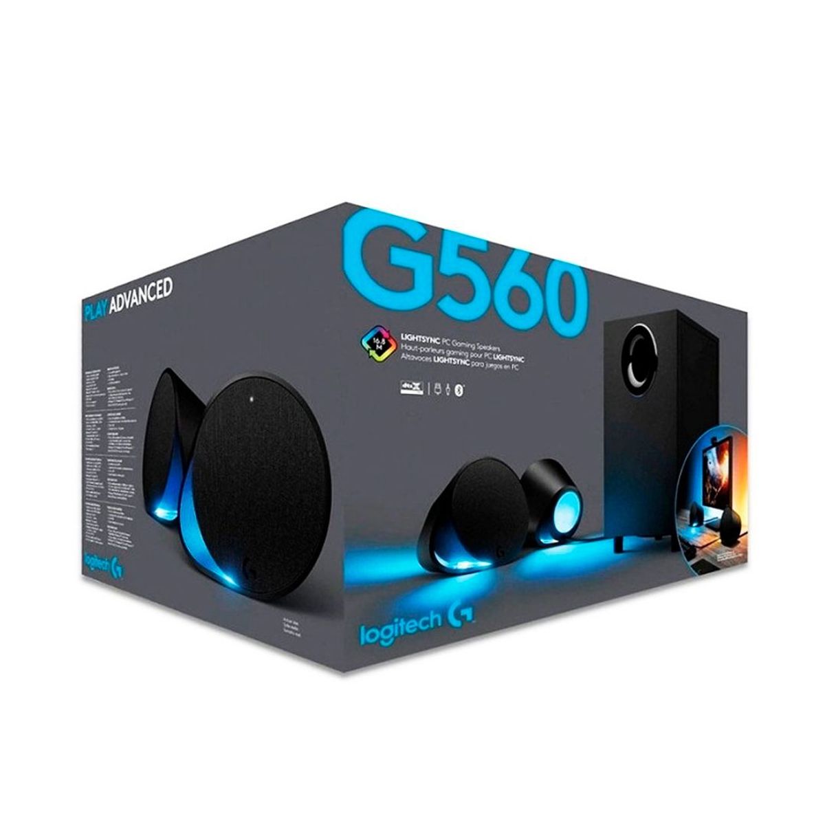 LOGITECH - Parlante Logitech G560 Ultra Surround DTS 240w RGB LIGHTSYNC - Negro