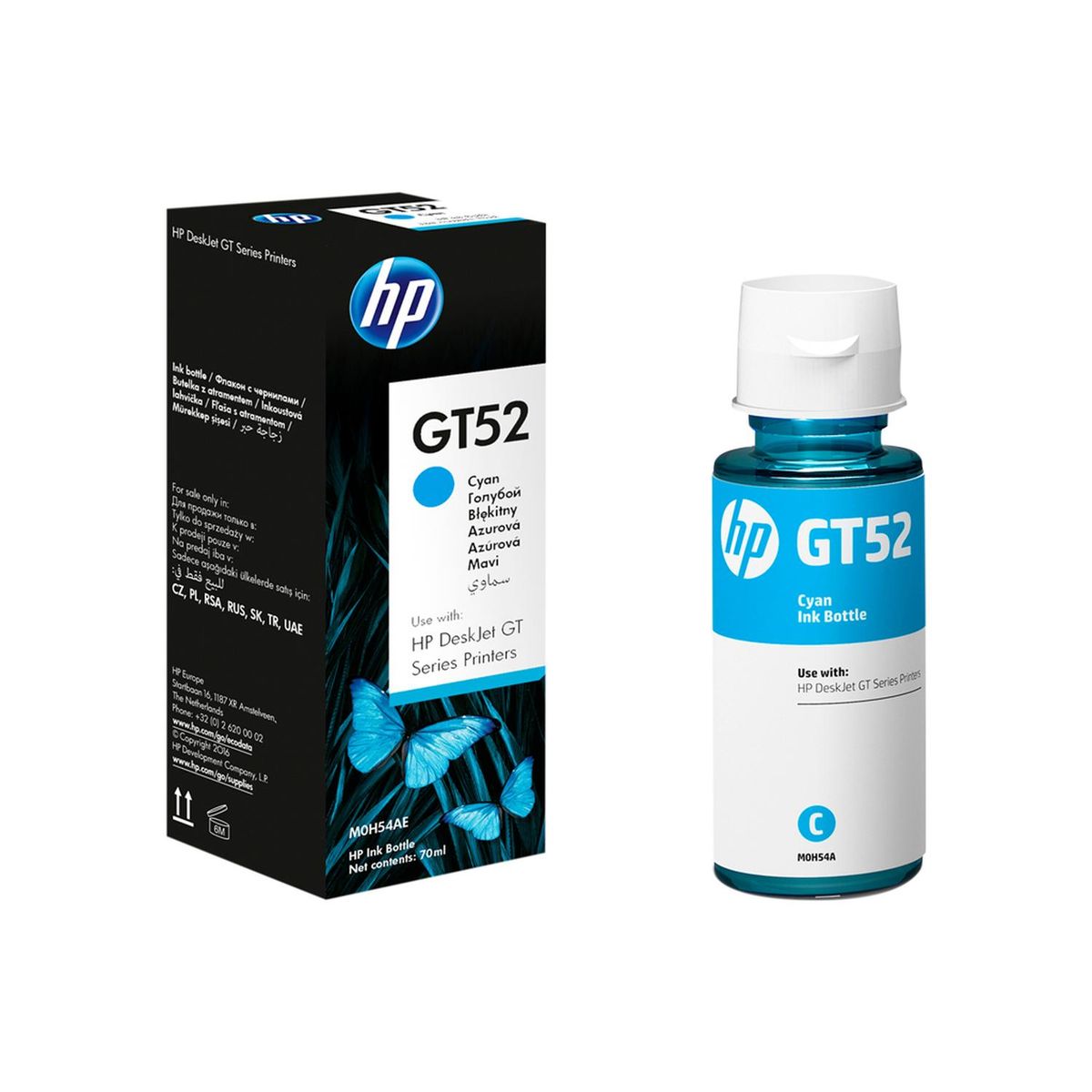 HP - Botella Tinta Hp Gt52 Cian Impresora Deskjet Gt 70Ml