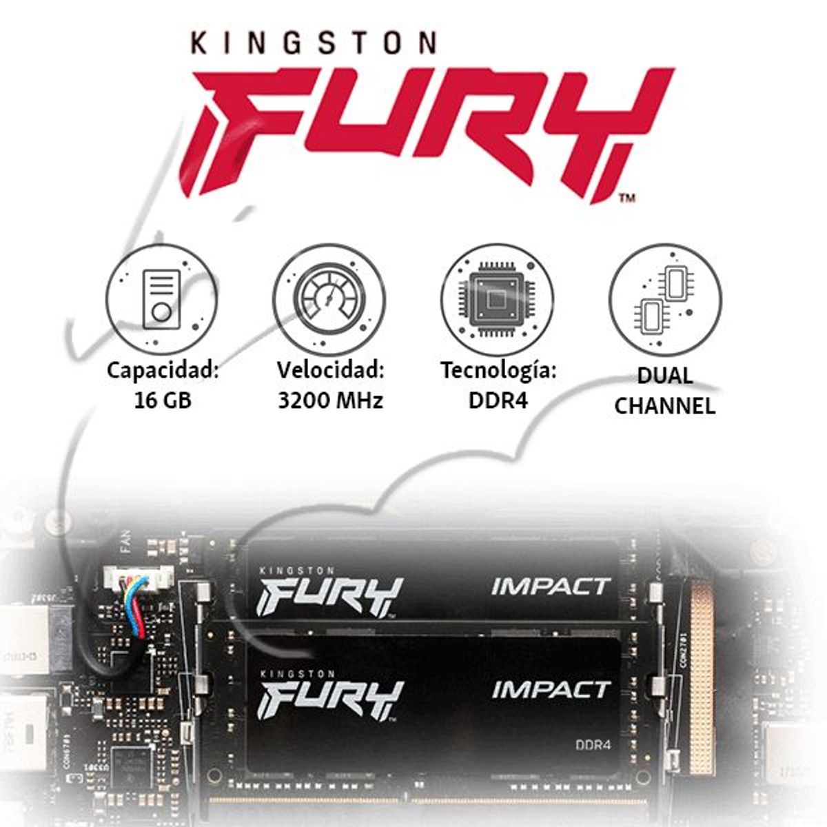 KINGSTON - Memoria Ram Laptop Ddr4 16gb 3200mhz Fury Impact