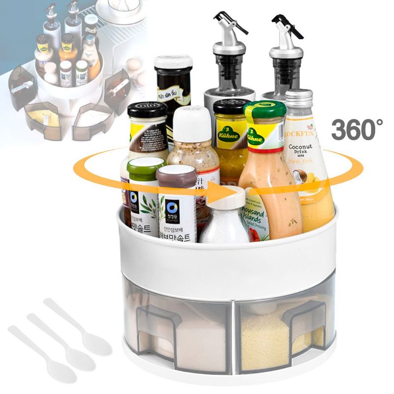 GENERICO - Condimentero Giratorio 5 Piezas con Cucharas Organizador de Cocina J30