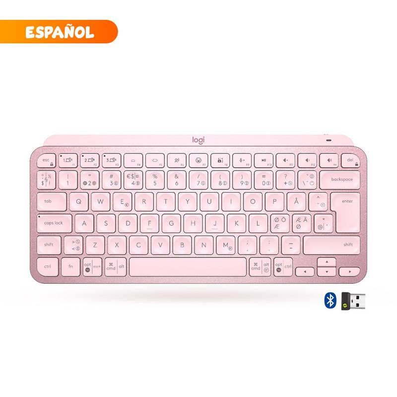 LOGITECH - Teclado Logitech Mx Keys Mini wireless recargable Bt inluminado - Rosa