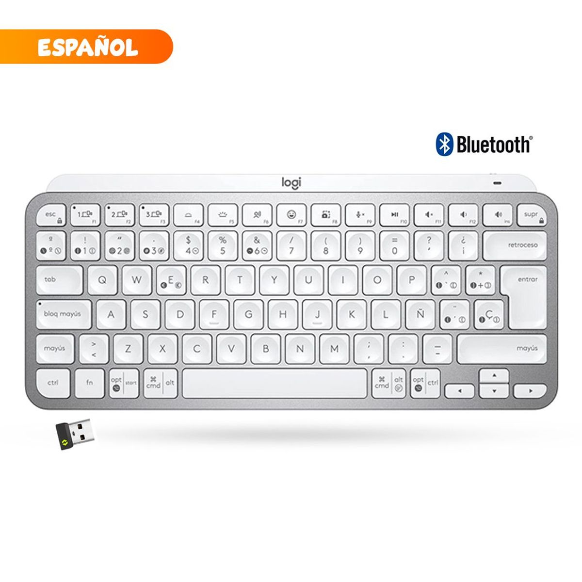 LOGITECH - Teclado Logitech Mx Keys Mini wireless recargable Bt inluminado Blanco